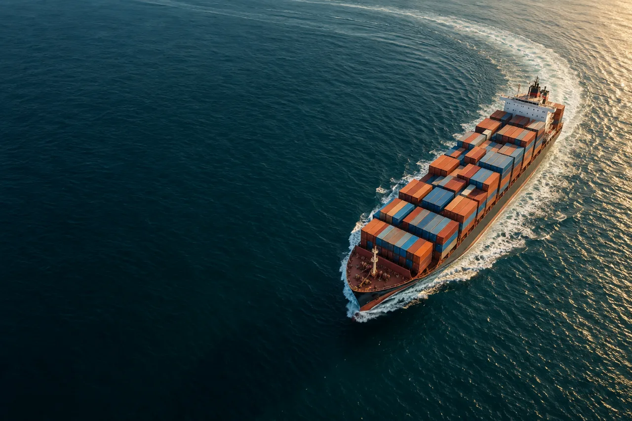 Illustrative sea freight scene