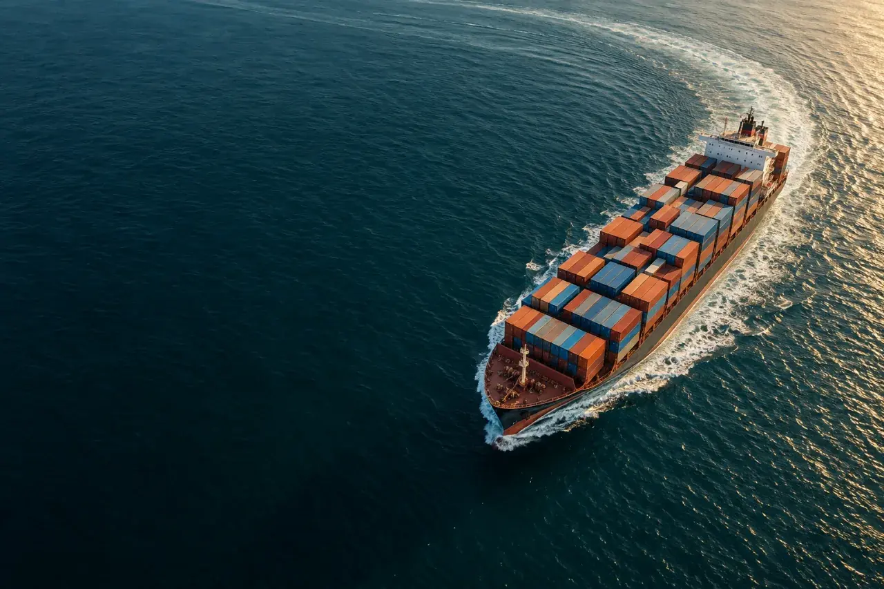 Illustrative sea freight scene